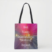 ホットピンク食べスリープ子供をスケートで滑るリピートおもしろいに連れて トートバッグ (正面)