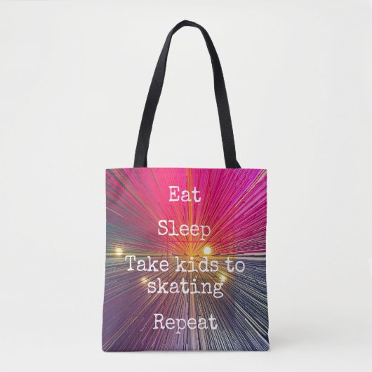 ホットピンク食べスリープ子供をスケートで滑るリピートおもしろいに連れて トートバッグ (正面)