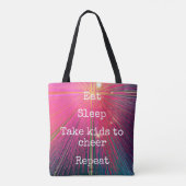 ホットピンク食べスリープ子供を応援リピートおもしろいに連れて トートバッグ (裏面)