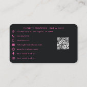 ホットピンク鮮やかのアフリカ系アメリカ人サロンブランディング 名刺 (裏面)