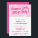 ホットピンク18歳の誕生日招待状ガーリー 招待状<br><div class="desc">ホットピンク18歳の誕生日招待状ガーリー</div>