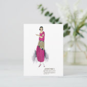 ホットピンク1920sフラッパードレスアールデコはがき ポストカード (スタンド正面)