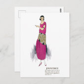 ホットピンク1920sフラッパードレスアールデコはがき ポストカード (正面/裏面)