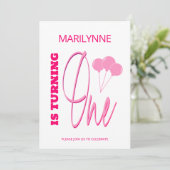 ホットピンク1stターニングワン誕生日 招待状 (スタンド正面)