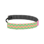 ホットピンク2ティール（緑がかった色）パイナップルLGシェブロンネームモノグラム アスレチックヘッドバンド (左)