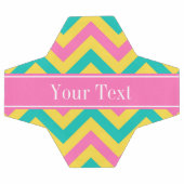 ホットピンク2ティール(緑がかった色)パイナップルLGシェブロンネームモノグラム サッカーボール (フラット)