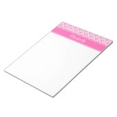 ホットピンク2ホワイトダマスク#3ホットピンク名モノグラム ノートパッド (アングル)