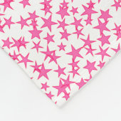 ホットピンク2星ホワイトBG、ホットピンク名モノグラム フリースブランケット (角)