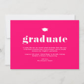 ホットピンク2025はっきりしたタイポグラフィ写真卒業 案内状 (裏面)