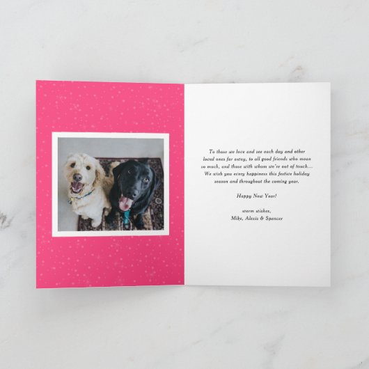 ホットピンク2025はっきりしたタイポグラフィ新年写真 シーズンカード (内部)
