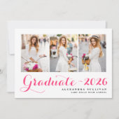 ホットピンク2025フォトコラージュ卒業のクラス 招待状 (正面)