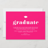 ホットピンク2025大胆なタイポグラフィー写真卒業式 案内状 (裏面)