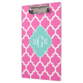 ホットピンク2 Wtモロッコ#5ターコイズ3 Init Monogram クリップボード (左)
