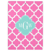 ホットピンク2 Wtモロッコ#5ターコイズ3 Init Monogram クリップボード (裏面)