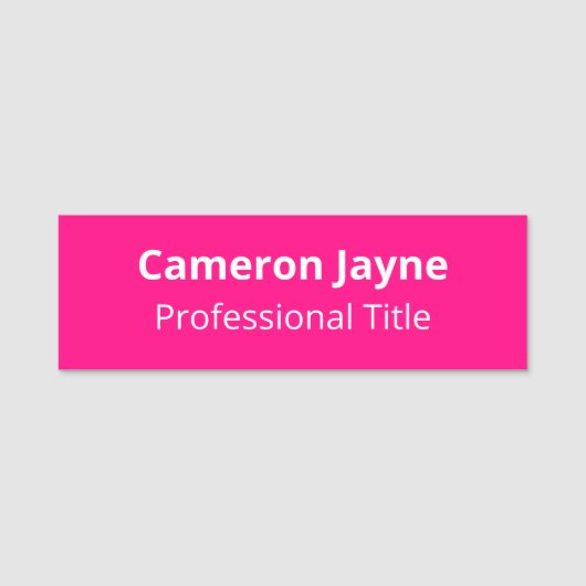 ホットピンク3x1の名前タグ（ロゴ付き磁気またはピンなし） 名札 (正面)