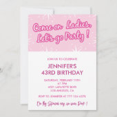 ホットピンク43歳の誕生日招待状ガーリー 招待状 (正面)