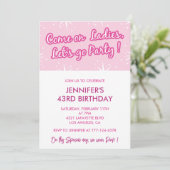 ホットピンク43歳の誕生日招待状ガーリー 招待状 (スタンド正面)