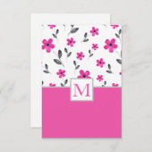 ホットピンク5花弁水色花模様 ノートカード (正面/裏面)