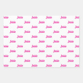 ホットピンク50ハッピーバースデー名前をカスタムする ラッピングペーパーシート (正面2)