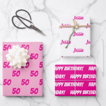 ホットピンク50ハッピーバースデー名前をカスタムする