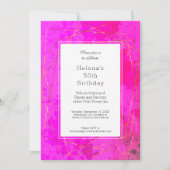 ホットピンク50歳の誕生パーティー·シックモダンさん 招待状 (正面)