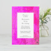 ホットピンク50歳の誕生パーティー·シックモダンさん 招待状 (スタンド正面)