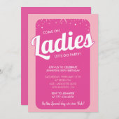 ホットピンク50th誕生日招待状ガーリートレンディー 招待状 (正面/裏面)