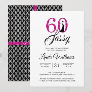 ホットピンク60とサッシー  60歳の誕生日パーティー 招待状