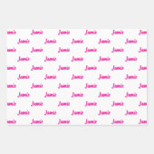 ホットピンク60ハッピーバースデー名前をカスタムする ラッピングペーパーシート (正面2)