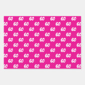 ホットピンク60ハッピーバースデー名前をカスタムする ラッピングペーパーシート (正面)