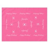 ホットピンク90パーソナライズされた番目の誕生日テーブルクロス テーブルクロス (正面(横))