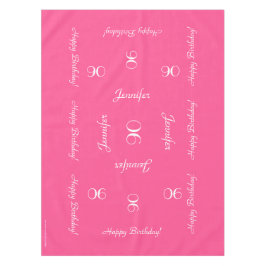 ホットピンク90パーソナライズされた番目の誕生日テーブルクロス テーブルクロス