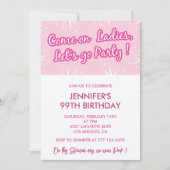 ホットピンク99th誕生日招待状グリッター 招待状 (正面)