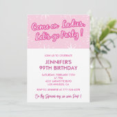 ホットピンク99th誕生日招待状グリッター 招待状 (スタンド正面)