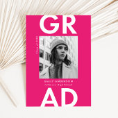 ホットピンク |はっきりした写真卒業 案内状