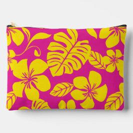 ホットピンク/イエローのピンクビキニ模様 アクセサリーポーチ