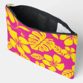 ホットピンク/イエローのピンクビキニ模様 アクセサリーポーチ (見開き)