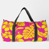 ホットピンク/イエローのピンクビキニ模様 ダッフルバッグ (正面)