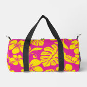ホットピンク/イエローのピンクビキニ模様 ダッフルバッグ (正面)