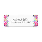 ホットピンク&イエロー春フローラ差出人住所 ラベル (正面)