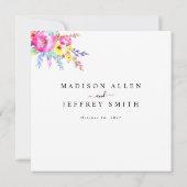 ホットピンク&イエロー春フローラ結婚式招待状 案内状 (裏面)