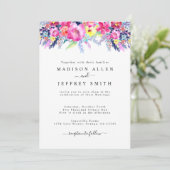 ホットピンク&イエロー春フローラ結婚式招待状 案内状 (スタンド正面)