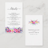 ホットピンク&イエロー春結婚フローラ エンクロージャーカード (正面/裏面)