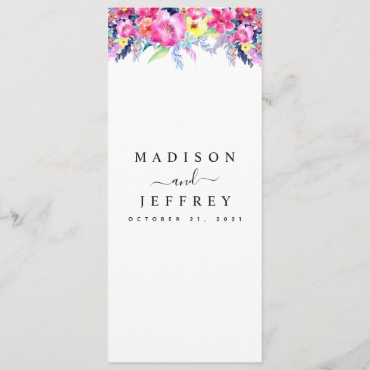 ホットピンク&イエロー春結婚フローラ メニュー (裏面)