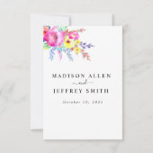 ホットピンク&イエロー春結婚フローラ 出欠カード (裏面)