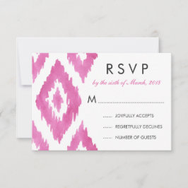 ホットピンク イカット RSVP 出欠カード