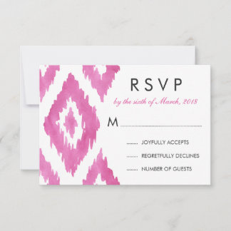 ホットピンク イカット RSVP 出欠カード
