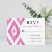 ホットピンク イカット RSVP 出欠カード (スタンド正面)
