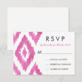 ホットピンク イカット RSVP 出欠カード (正面/裏面)
