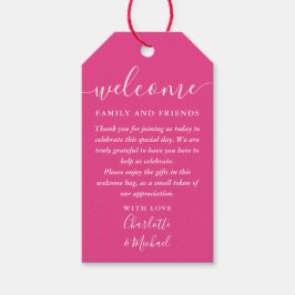 ホットピンク ウェディング フェイバー ウェルカム バスケット バッグ ギフトタグ